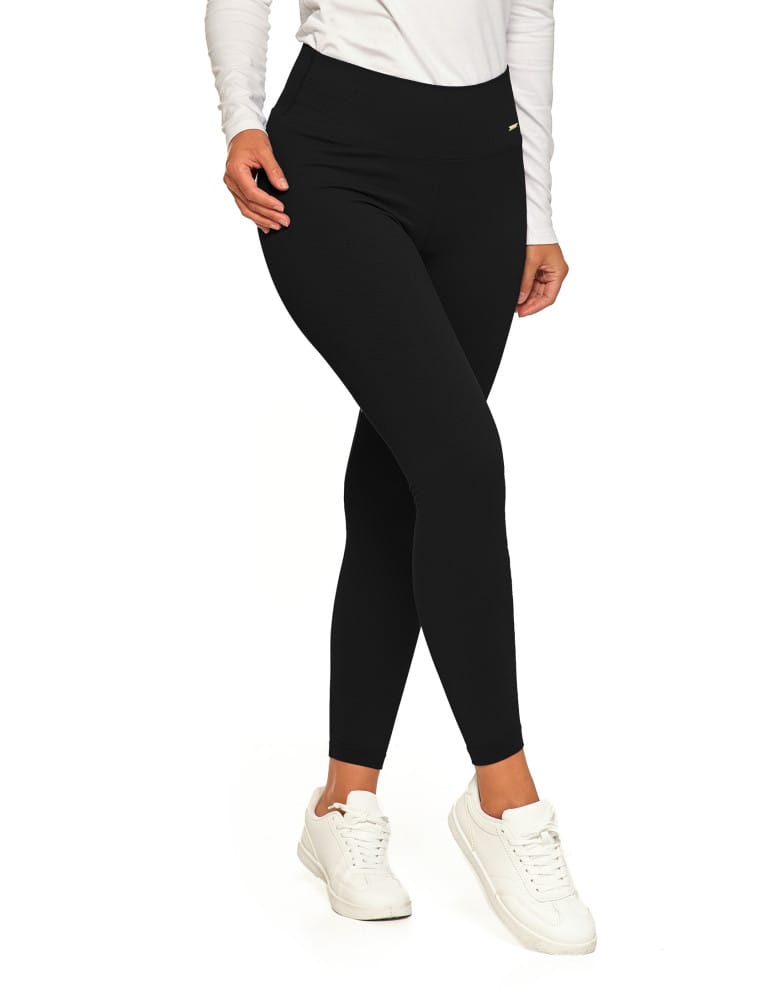 Legginsy damskie - Prążkowane legginsy damskie sportowe z wysokim stanem CZARNY - produkt moraj.pl 5