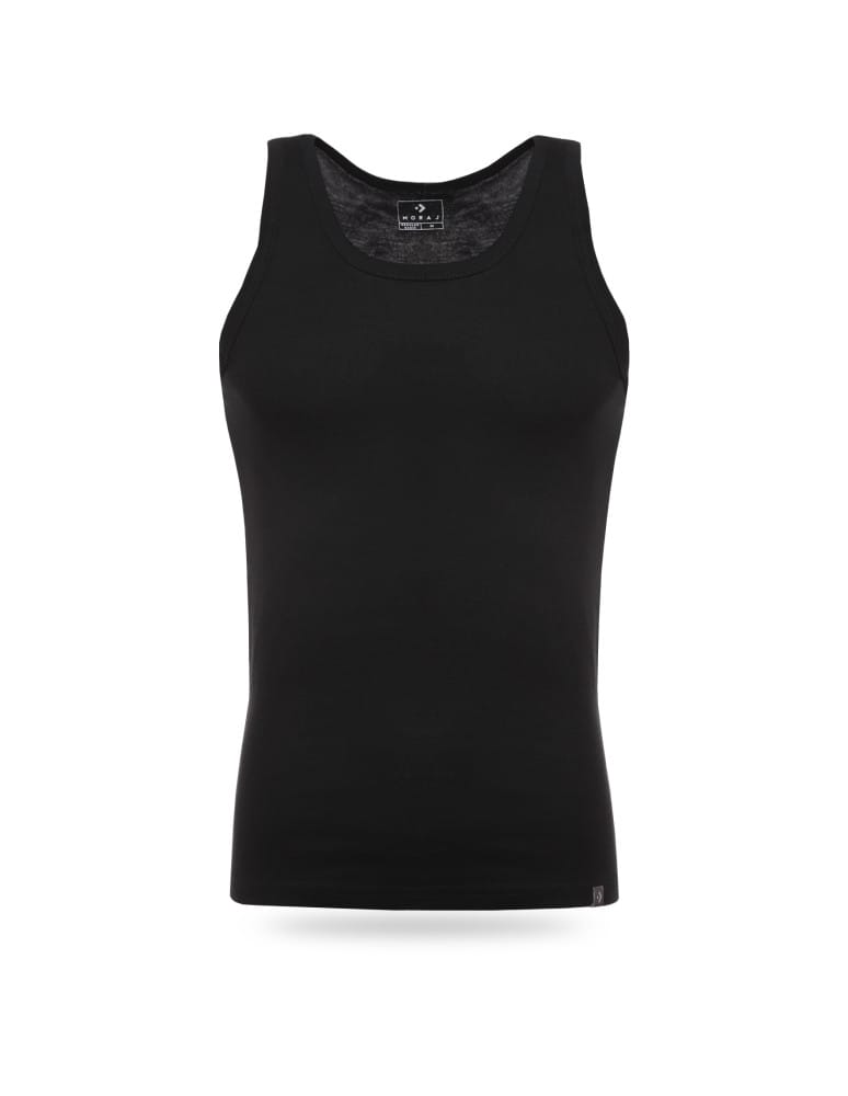 Podkoszulki - Podkoszulka męska bawełniana typu tank top na ramiączkach CZARNY  - produkt moraj.pl 2