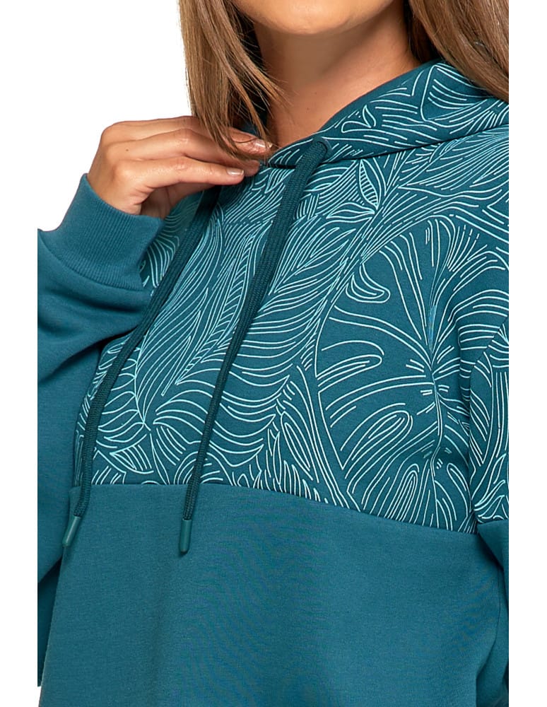 Bluzy damskie - Damska bluza z kapturem ocieplana z motywem graficznym ZIELONY - produkt moraj.pl 3