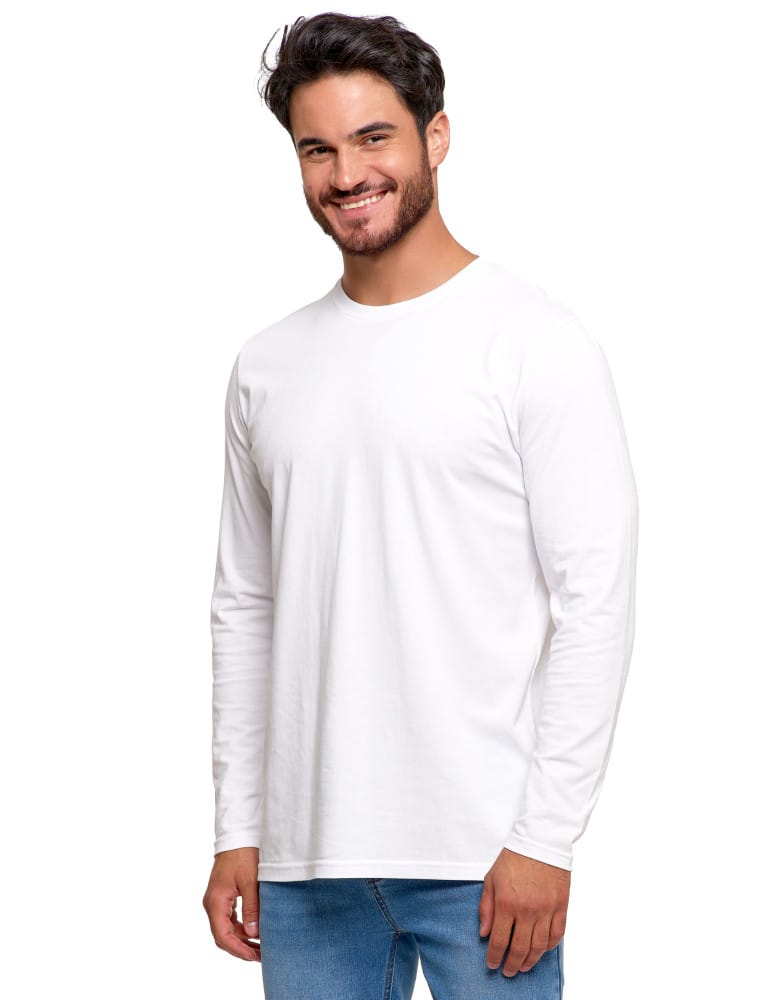 Koszulki i Tank Topy - Męska koszulka z długim rękawem longsleeve basic BIAŁY - produkt moraj.pl 1