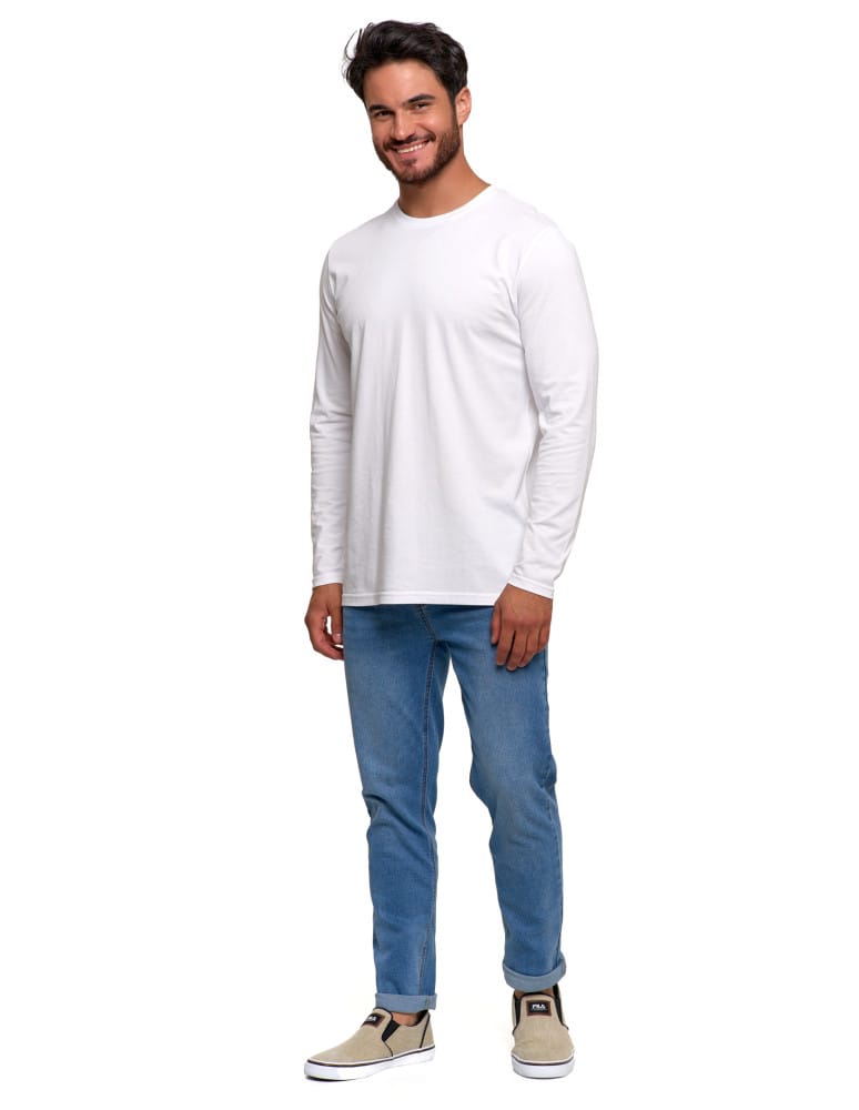 Koszulki i Tank Topy - Męska koszulka z długim rękawem longsleeve basic BIAŁY  - produkt moraj.pl 4