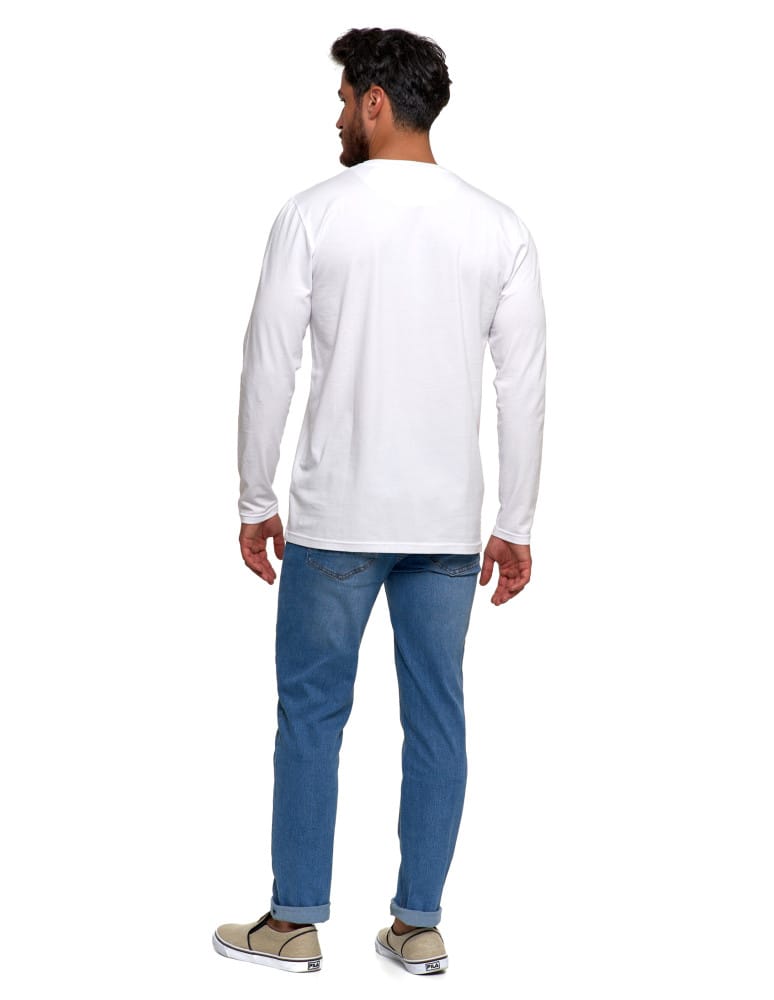 Koszulki i Tank Topy - Męska koszulka z długim rękawem longsleeve basic BIAŁY  - produkt moraj.pl 5