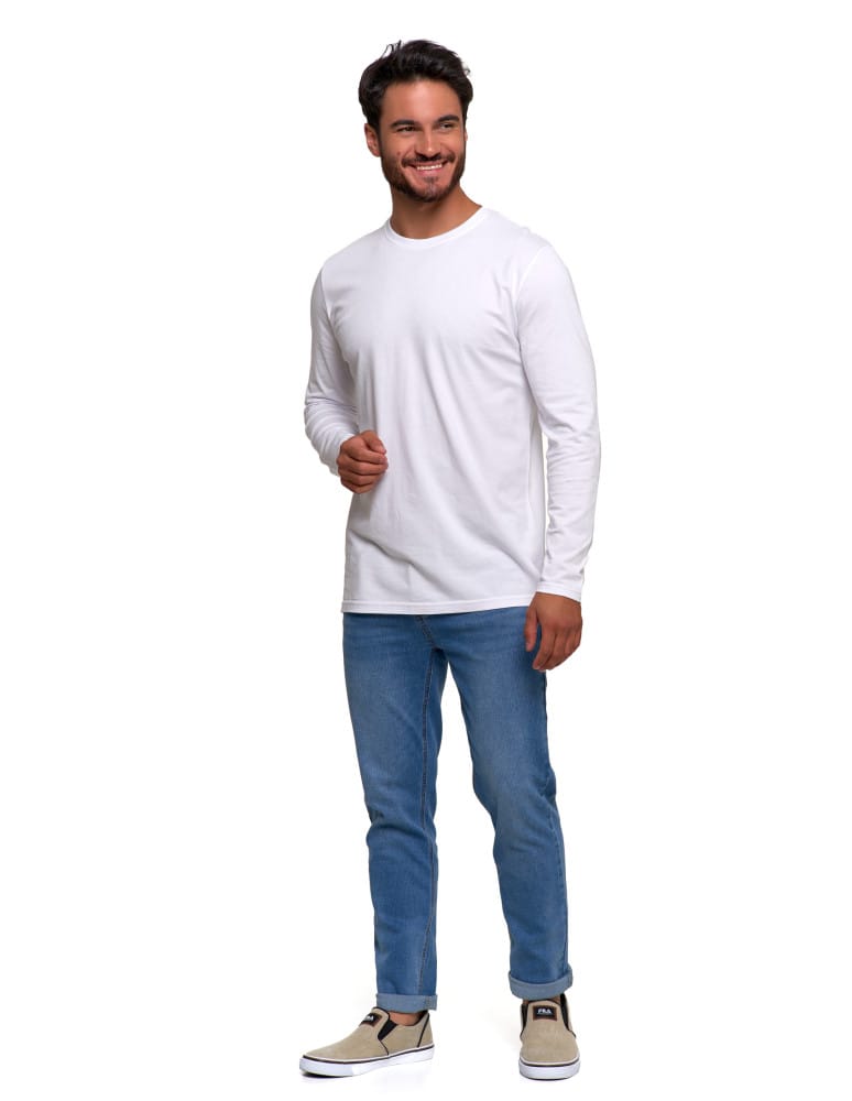 Koszulki i Tank Topy - Męska koszulka z długim rękawem longsleeve basic BIAŁY  - produkt moraj.pl 6