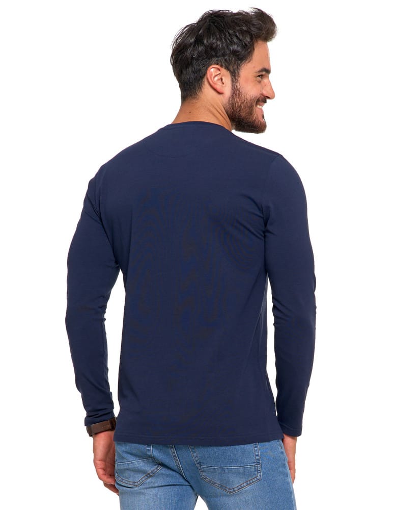 Koszulki i Tank Topy - Męska koszulka z długim rękawem longsleeve basic GRANATOWY - produkt moraj.pl 2