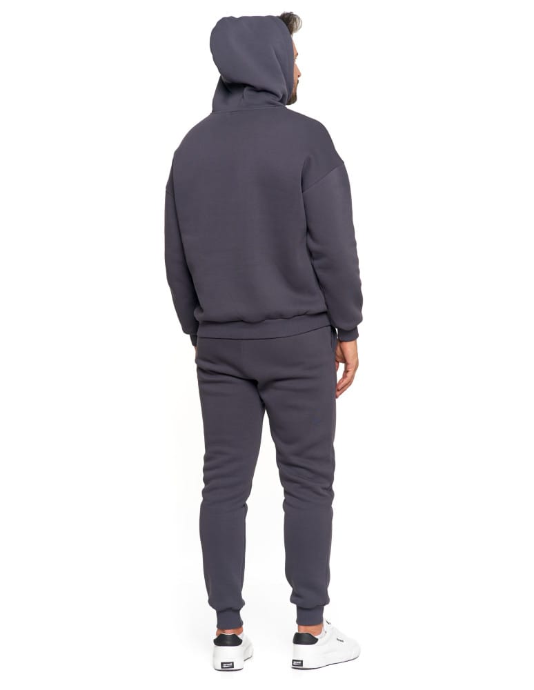 Bluzy męskie - Męska bluza dresowa oversize z kapturem ocieplana GRAFIT  - produkt moraj.pl 8