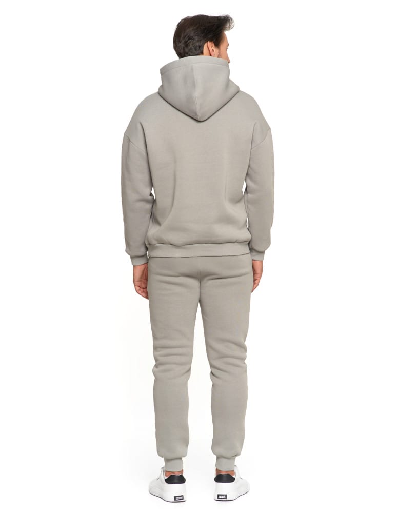 Bluzy męskie - Męska bluza dresowa oversize z kapturem ocieplana SZARY  - produkt moraj.pl 3