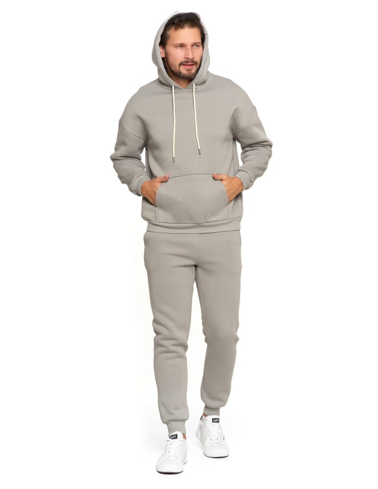 Bluzy męskie - Męska bluza dresowa oversize z kapturem ocieplana SZARY  - produkt moraj.pl 7