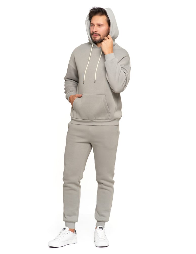 Bluzy męskie - Męska bluza dresowa oversize z kapturem ocieplana SZARY  - produkt moraj.pl 8