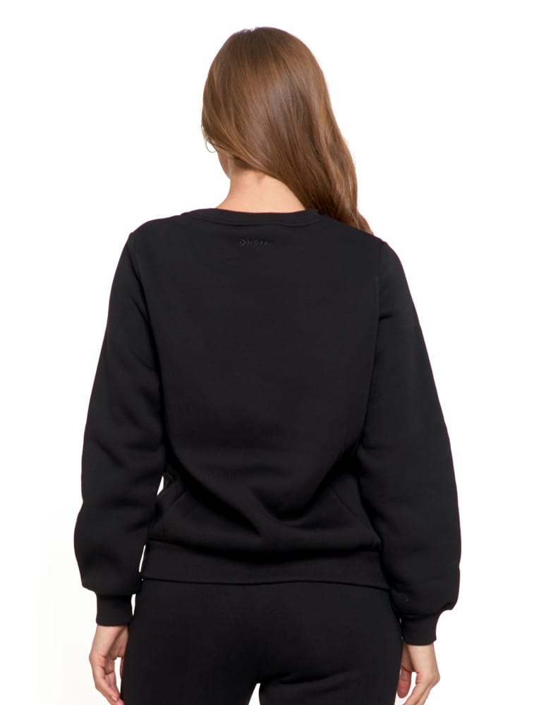 Bluzy damskie - Damska bluza ocieplana z kieszeniami CZARNY - produkt moraj.pl 3