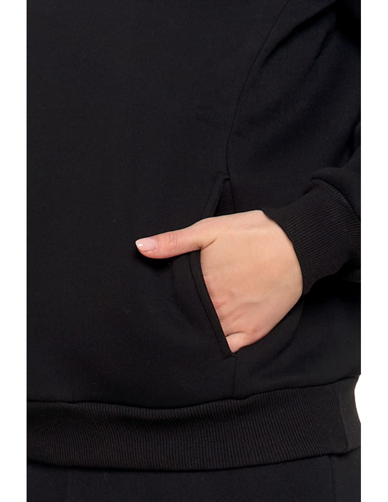 Bluzy damskie - Damska bluza ocieplana z kieszeniami CZARNY - produkt moraj.pl 4