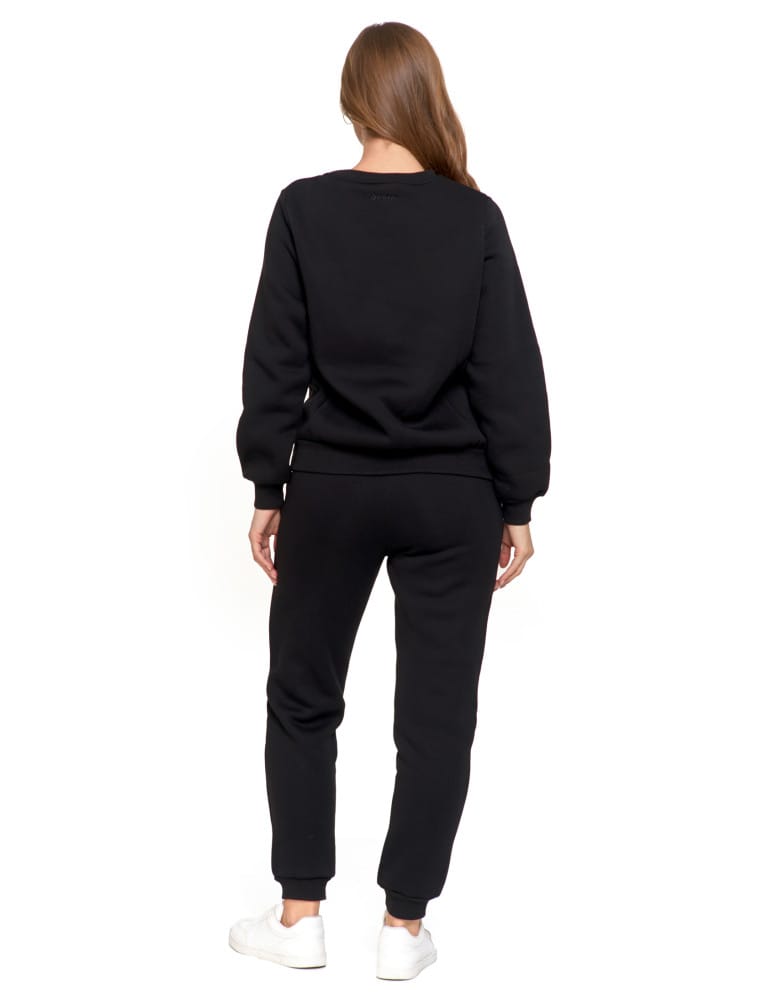Bluzy damskie - Damska bluza ocieplana z kieszeniami CZARNY - produkt moraj.pl 9