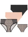 Majtki damskie figi bikini z siateczką 3-pak WIELOKOLOROWY