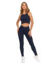 Legginsy damskie bawełniane z szeroką gumą w pasie GRANATOWY