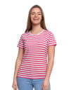 T-shirt damski bawełniany w paski MALINOWY