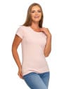 T-shirt damski bawełniany z kr&oacute;tkim rękawkiem jednokolorowy R&Oacute;ŻOWY