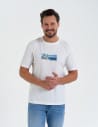 T-shirt męski z nadrukiem morza BIAŁY