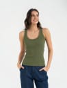 Damska koszulka tank top w prążek bawełniana KHAKI