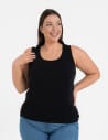 Koszulka damska na ramiączkach Tank-Top bawełniana Plus Size CZARNY