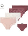 Majtki damskie maxi bikini bawełniane z koronkową falbanką 4-pak WIELOKOLOROWY