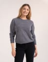 Sweter damski 100% wełniany miękki w dotyku klasyczny fason z okrągłym dekoltem CIEMNY SZARY MELANŻ