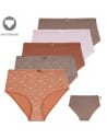 Figi damskie maxi bikini majtki z wysokim stanem bawełniane 5-pak WIELOKOLOROWY