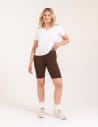 Legginsy kolarki damskie w prążek wysoki stan BRĄZOWY