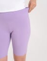 Legginsy kolarki damskie w prążek wysoki stan FIOLETOWY