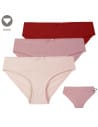 Figi damskie bikini bawełniane gładkie z kokardką zestaw 3-pak WIELOKOLOROWY