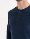Koszulka męska longsleeve bawełniany z guzikami GRANATOWY