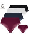 Majtki damskie wiskozowe maxi bikini prążkowane z koronką zestaw 4-pak WIELOKOLOROWY