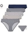 Figi bikini bawełniane damskie gładkie i we wzory wielopak majtek damskich 5-pak WIELOKOLOROWY