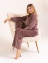 Welurowa piżama damska miękki komplet homewear RÓŻOWY