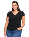T-shirt damski bawełniany z dekoltem V Plus Size POMARAŃCZOWY
