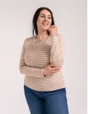Damska koszulka z długim rękawem w paski z bawełny
 Rozmiar-2XL Kolor-WZ&Oacute;R 6