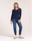 Klasyczny longsleeve damski bawełniany Slim Fit
 Kolor-NIEBIESKI Rozmiar-S