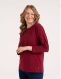 Bluzka damska bawełniana z rękawem 3/4
 Rozmiar-3XL Kolor-BORDOWY
