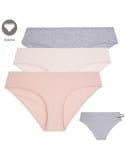 Majtki damskie figi bikini bawełniane strukturalne prążkowane zestaw 3-pak
