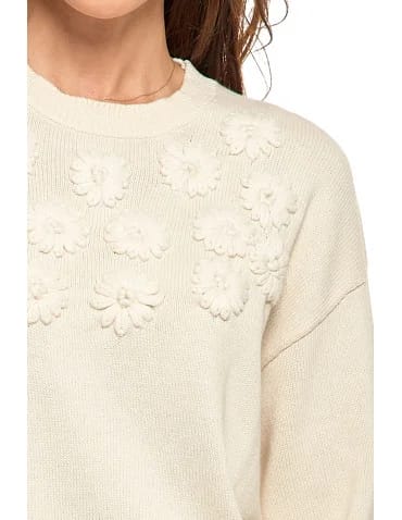 Sweter damski bawełniany oversize z aplikacją kwiatową - produkt 2