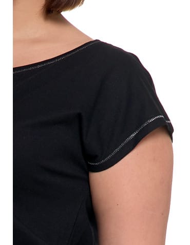 Bluzki i koszule - Koszulka damska oversize t-shirt z metalicznym nadrukiem CZARNY - produkt 5