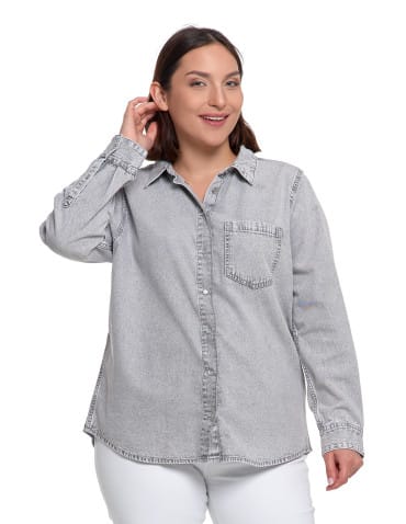 Bluzki i koszule - Koszula jeansowa damska w stylu denim SZARY - produkt 11