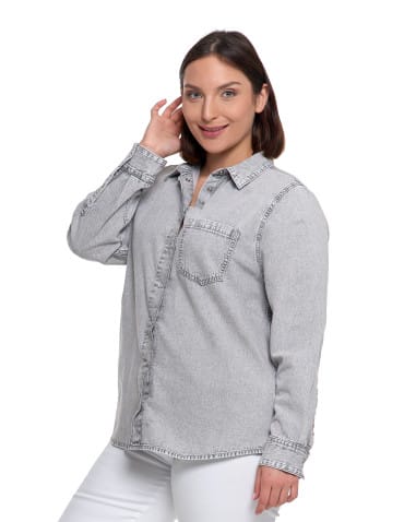 Bluzki i koszule - Koszula jeansowa damska w stylu denim SZARY - produkt 16
