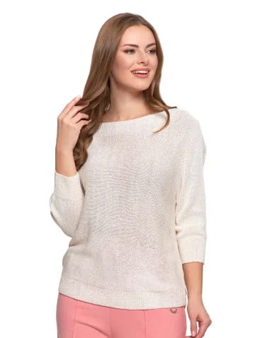 Sweter damski ażurowy z dekoltem łódkowym