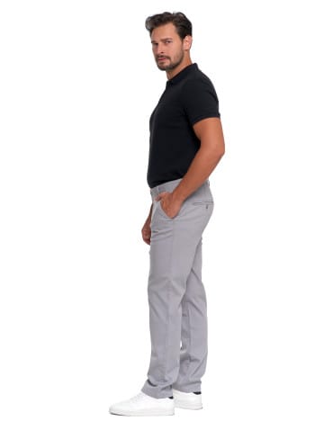 Spodnie męskie - Męskie spodnie chinos bawełniane z prostą nogawką SZARY - produkt 2