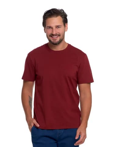 Koszulki i Tank Topy - T-shirt męski bawełniany bez bocznych szwów BORDOWY - produkt 1