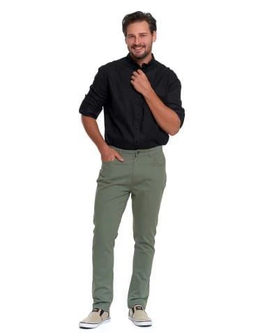 Męskie spodnie chino - ZIELONY  - produkt 2