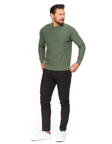 Swetry męskie - Sweter męski bawełniany klasyczny KHAKI - produkt 3