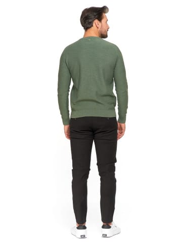 Swetry męskie - Sweter męski bawełniany klasyczny KHAKI - produkt 4