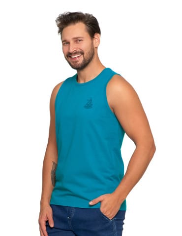 Koszulki i Tank Topy - Męska koszulka Tank Top z marinistycznym motywem TURKUSOWY - produkt 1