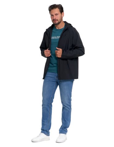 Kurtki i kamizelki - Wiatrówka z kapturem wodoodporna unisex CZARNY - produkt 5