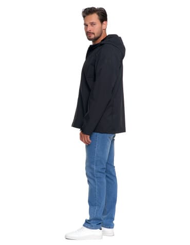 Kurtki i kamizelki - Wiatrówka z kapturem wodoodporna unisex CZARNY - produkt 10